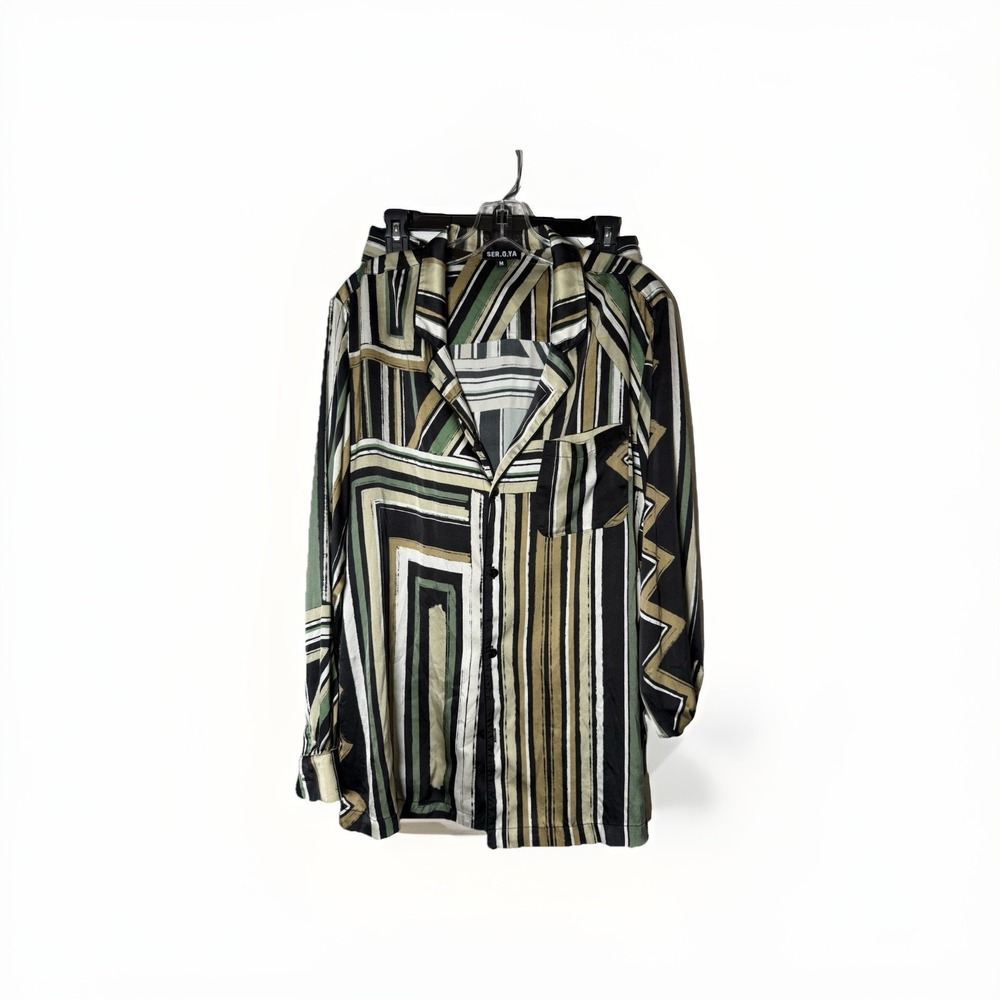 Ser.o.ya Kostas SILK Geometric Short Set Green Size  M